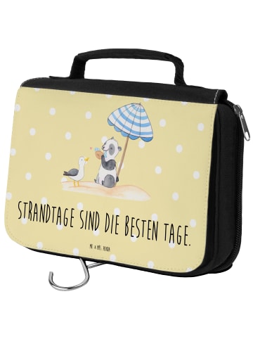 Mr. & Mrs. Panda beautycase Sommer Strandtage mit Spruch in Gelb Pastell