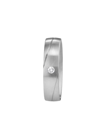 Xen Ring "zwei schräge Rillen mit Brillant 0,03 ct TW/SI" in Silber