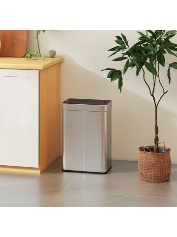 HOMCOM Sensor Mülleimer in Silber 41L x 26,5B x 59H cm