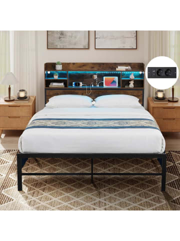 COSTWAY Bettgestell 140 x 200 cm in Schwarz