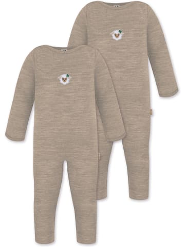 Normani Outdoor Sports 2er Pack Baby Merino Strampler „Tangoio" in Beige
