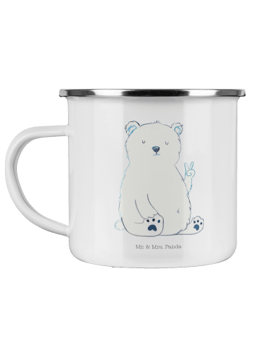 Mr. & Mrs. Panda Emaille Tasse Eisbär Faul ohne Spruch in Weiß