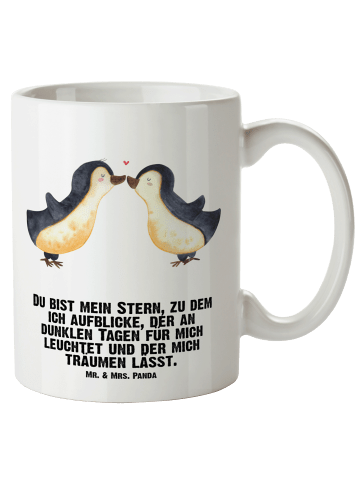 Mr. & Mrs. Panda Becher Pinguin Liebe mit Spruch in Weiß