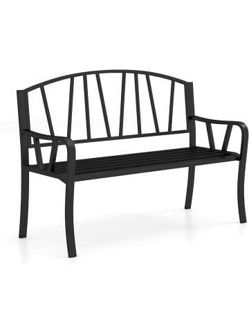 COSTWAY Gartenbank Metall 129x53x93cm in Schwarz