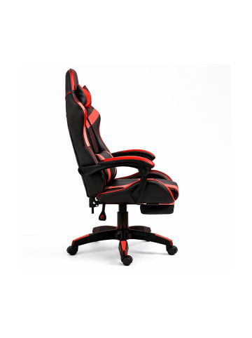 Wisam® Gaming Stuhl Drehbar Fußstütze Schwarz Rot