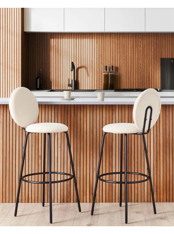 Beliani 2-tlg Barhocker EMERY in Beige/Schwarz