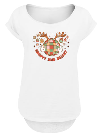 F4NT4STIC Long Cut T-Shirt Groovy Weihnachten Disco Deer in weiß