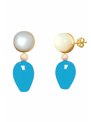 Gemshine Ohrhänger White Blue Drop in gold coloured