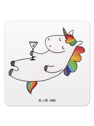 Mr. & Mrs. Panda Glasuntersetzer Einhorn Blümchentail ohne Spruch in Weiß