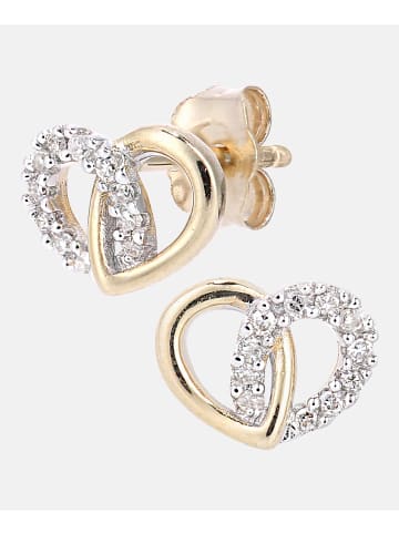Diamant L'éternel Ohrstecker aus 375 Gelbgold mit Diamant Herz-Design