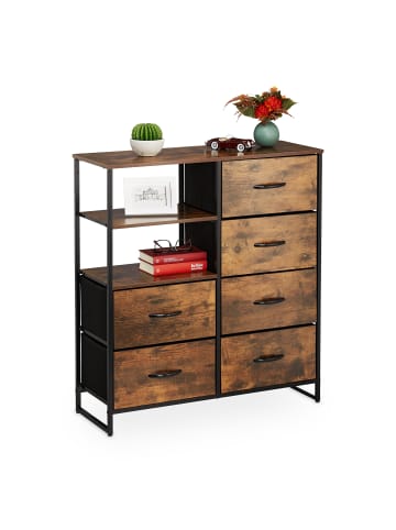 relaxdays Kommode in Braun/ Schwarz - (B)84 x (H)92 x (T)32 cm
