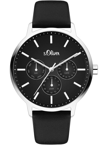 S.Oliver Time Quarzuhr SO-4165-LM in schwarz