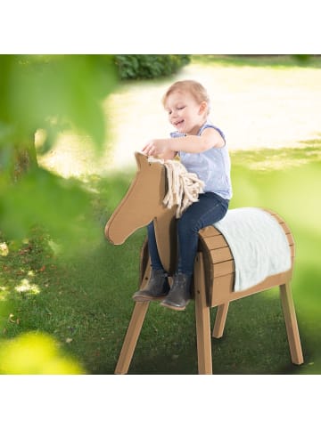 roba Outdoorspielpferd aus Massivholz teak, stabiles Voltigier- und Gartenpferd
