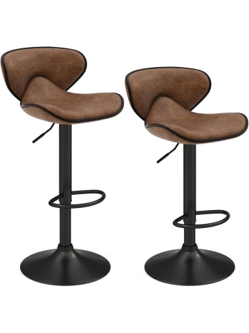 COSTWAY 2er Set Barhocker drehbar 45 x 53 x 81-101 cm in Braun