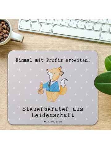 Mr. & Mrs. Panda Mouse Pad Steuerberater Leidenschaft mit Spruch in Grau Pastell