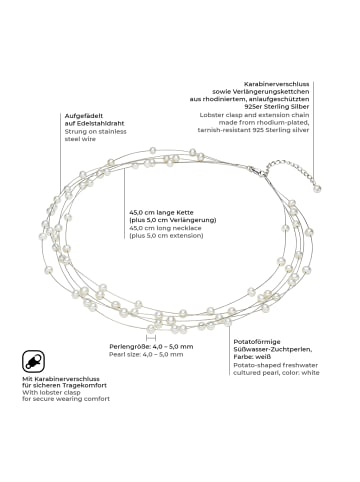 Valero Pearls Kette aus Sterling Silber mit Süßwasser-Zuchtperle in weiß