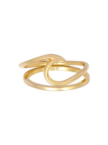 Elli Ring 925 Sterling Silber Wellen, Ring Set in Gold
