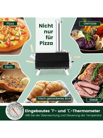 COSTWAY Outdoor Pizzaofen in Schwarz