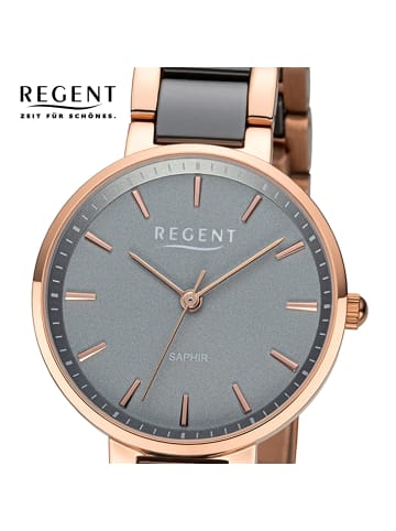 Regent Analog-Armbanduhr Regent Metallarmband rosegold, schwarz klein (ca. 30mm)