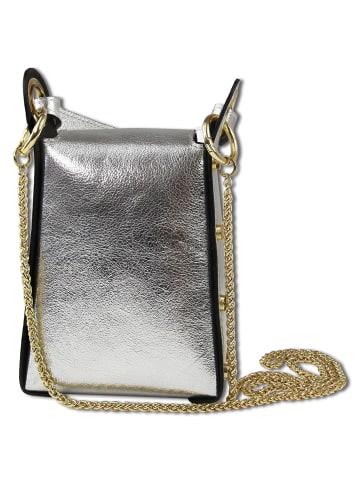 Toscanto Leder Umhängetasche Toscanto Tasche silber metallic ca. 13cm