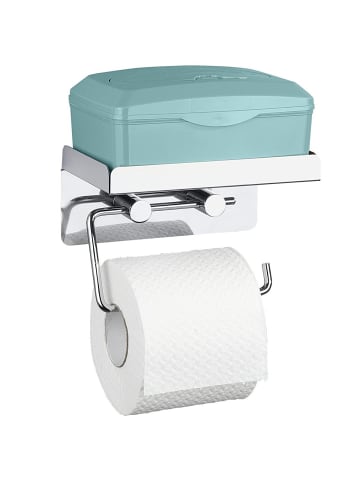 Wenko Toilettenpapierhalter mit Ablage für Taschentücher - 2 in 1 in Silbern
