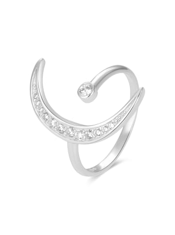 Luxenter Ring aus 925er Sterlingsilber mit glänzendem Zirkonia, rhodiniert – Domi