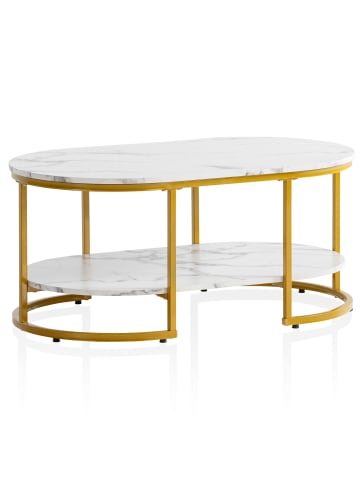 FineBuy Couchtisch in Weiß / MDF / 100x60x45