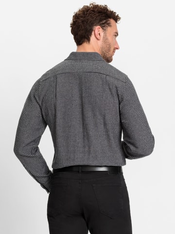 WITT WEIDEN Flanellhemd in steingrau-schwarz-gemustert