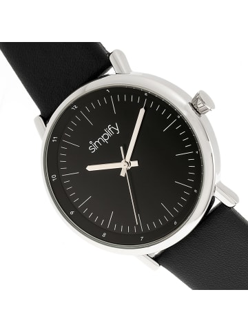 Simplify Die 6200 Lederarmbanduhr in Black/Silver