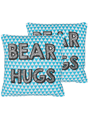 Beliani 2er-Set Dekokissen RADZKOT in Blau/Weiß/Schwarz