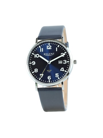 Regent Armbanduhr-Analog blau mittel (ca. 39,3mm) Regent Lederarmband