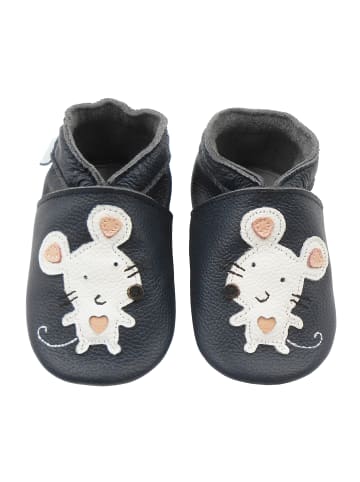Basrakids Baby Krabbelschuhe aus Leder, weiche Lauflernschuhe mit rutschfester Sohle 