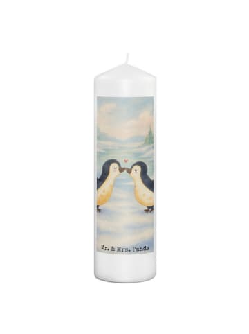 Mr. & Mrs. Panda Wachskerze Pinguin Liebe Design ohne Spruch in Weiß
