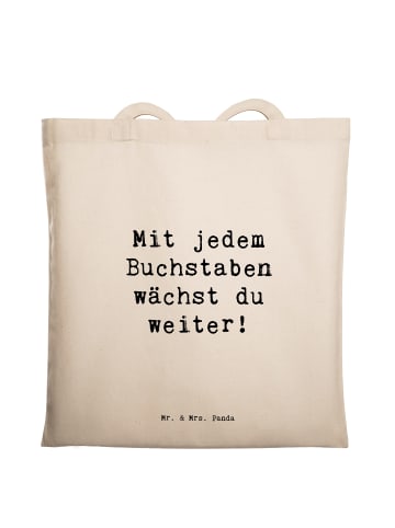 Mr. & Mrs. Panda Schultertasche Spruch Schulanfang Inspiration m... in Creme