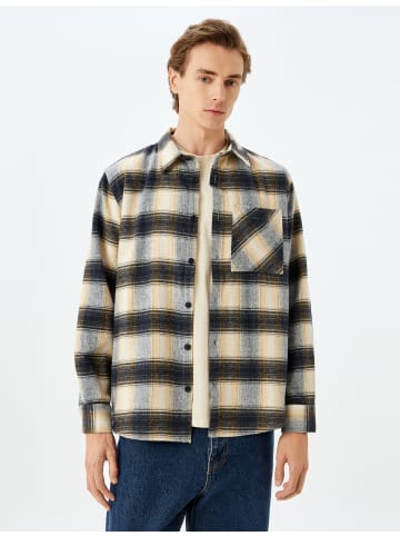 KOTON Shirt in Grau Karomuster