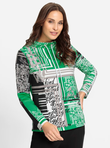 WITT WEIDEN Sweatshirt in grasgrün-weiß-bedruckt