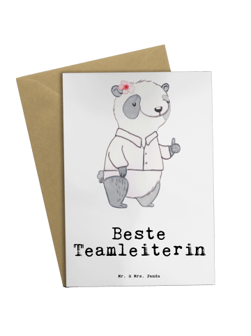 Mr. & Mrs. Panda Grußkarte Panda Beste Teamleiterin mit Spruch in Weiß