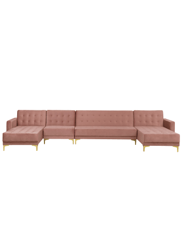 Beliani Modulsofa ABERDEEN in Rosa/Gold - (W) 428 x (H) 83 x (L) 168 cm