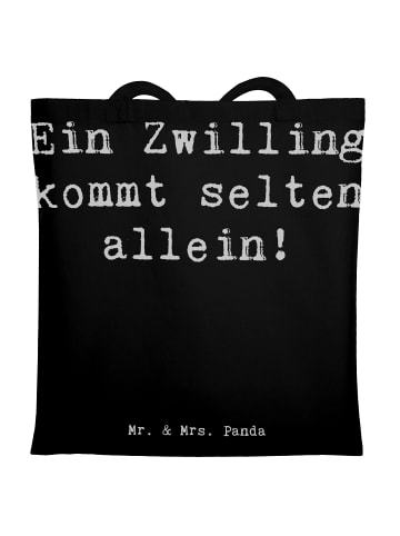 Mr. & Mrs. Panda Tote Bag Spruch Zwillingsgeschwister Liebe mit ... in Schwarz