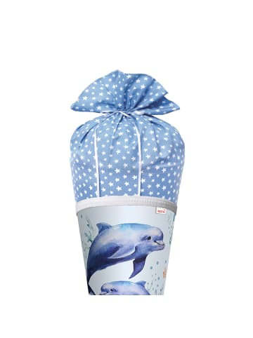 ROTH Schultüte Lieblingsstück Delfin Duo 70 cm, Stoffverschluss in Hellblau