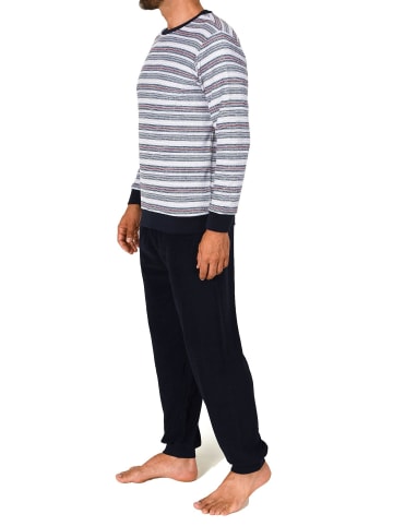 NORMANN langarm Frottee Schlafanzug Pyjama Bündchen - 83298 in anthrazit