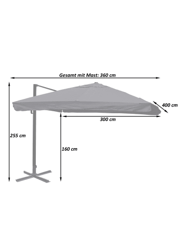 MCW Gastronomie-Ampelschirm A96, Flap, terracotta ohne Ständer, drehbar