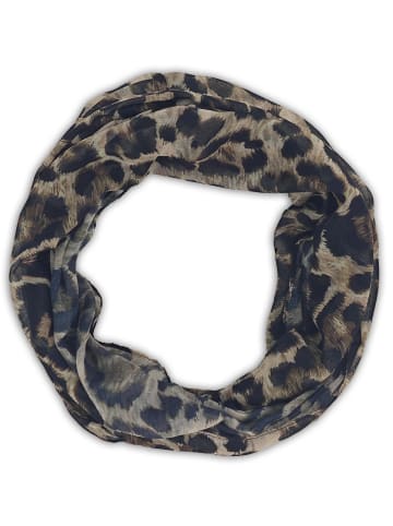 styleBREAKER Loop Schal Leo Muster in Braun-Schwarz
