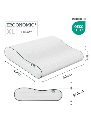 smartsleep Kissen Ergonomic+ Pillow (60 x 43 x 9 - 11 cm)