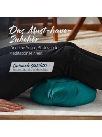 DoYourFitness Yoga-Kissen Ganesh gefüllt Dinkelspelz dunkelgrün Halbmond grün