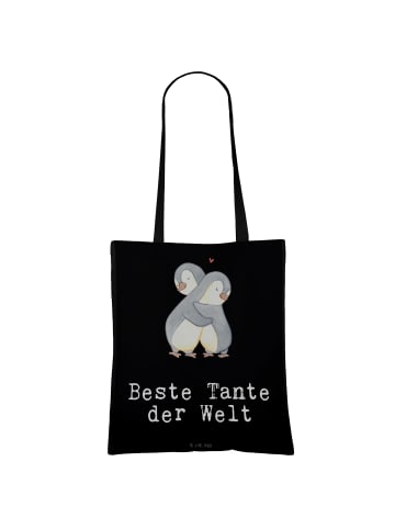 Mr. & Mrs. Panda Büchertasche Pinguin Beste Tante der Welt mit S... in Schwarz