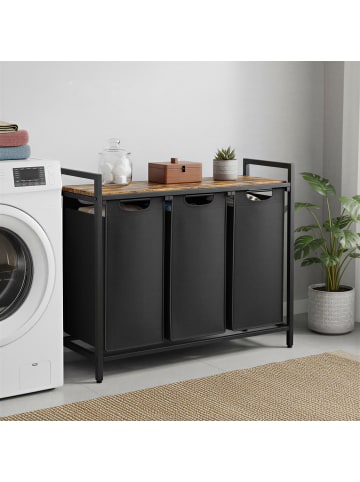 VASAGLE Wäschesortierer in Braun-Schwarz - (B)33 x (H)72 x (T)92.5 cm