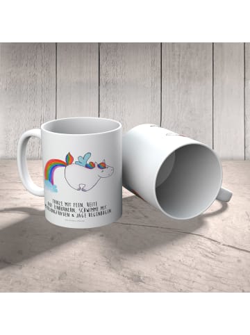 Mr. & Mrs. Panda Tasse Einhorn Fliegendes Pferd mit Spruch in Weiß