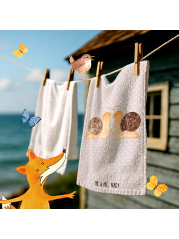 Mr. & Mrs. Panda Handtuch Gäste-WC Schnecken Liebe ohne Spruch in Grau Pastell