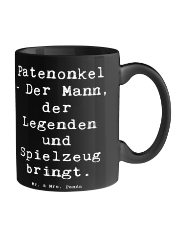 Mr. & Mrs. Panda Kaffeetasse Spruch Patenonkel Geschenk mit Spruch in Schwarz